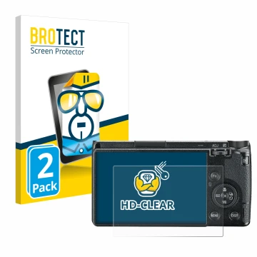 Parte frontal de un envase de producto con el logotipo de la marca BROTECT. Al lado se muestra el dispositivo Ricoh GR III 201