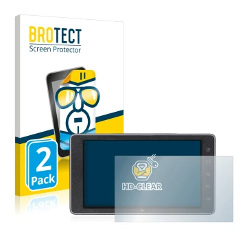 Parte frontal de un envase de producto con el logotipo de la marca BROTECT. Al lado se muestra el dispositivo DJI Crystalsky (