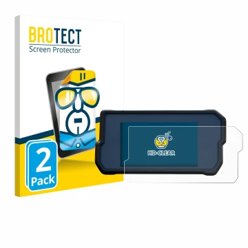 Parte frontal de un envase de producto con el logotipo de la marca BROTECT. Al lado se muestra el dispositivo KTM 390 Duke 201