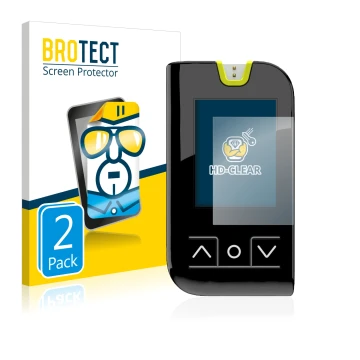 Parte frontal de un envase de producto con el logotipo de la marca BROTECT. Al lado se muestra el dispositivo Mylife Unio Neva