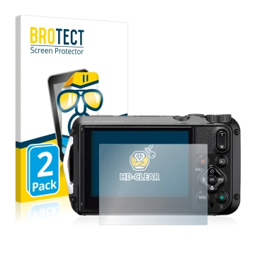 Parte frontal de un envase de producto con el logotipo de la marca BROTECT. Al lado se muestra el dispositivo Ricoh WG-6 con s