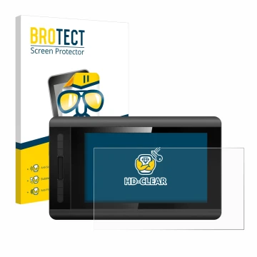 Parte frontal de un envase de producto con el logotipo de la marca BROTECT. Al lado se muestra el dispositivo XP-Pen Artist 12