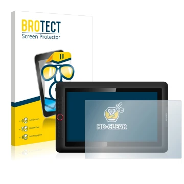 Parte frontal de un envase de producto con el logotipo de la marca BROTECT. Al lado se muestra el dispositivo XP-Pen Artist 15