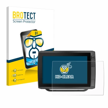 Parte frontal de un envase de producto con el logotipo de la marca BROTECT. Al lado se muestra el dispositivo Garmin ECHOMAP U