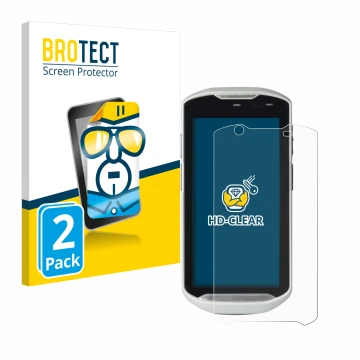 Parte frontal de un envase de producto con el logotipo de la marca BROTECT. Al lado se muestra el dispositivo Zebra TC52-HC co