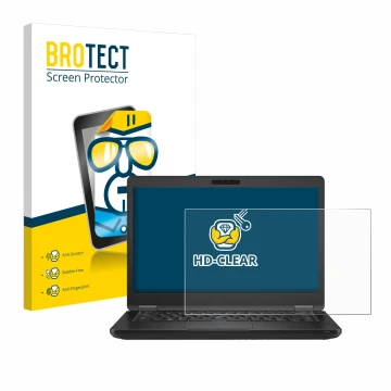 Parte frontal de un envase de producto con el logotipo de la marca BROTECT. Al lado se muestra el dispositivo Dell Latitude 54