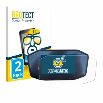 Parte frontal de un envase de producto con el logotipo de la marca BROTECT. Al lado se muestra el dispositivo KTM 1290 Super D