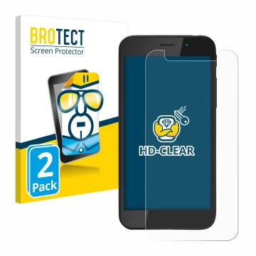 Parte frontal de un envase de producto con el logotipo de la marca BROTECT. Al lado se muestra el dispositivo Shiftphones Shif