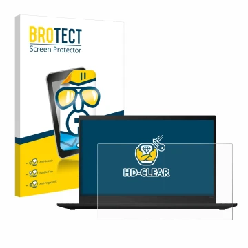 Parte frontal de un envase de producto con el logotipo de la marca BROTECT. Al lado se muestra el dispositivo Lenovo ThinkPad 