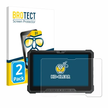 Parte frontal de un envase de producto con el logotipo de la marca BROTECT. Al lado se muestra el dispositivo Dell Latitude 12