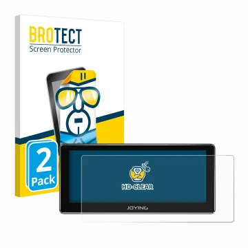 Parte frontal de un envase de producto con el logotipo de la marca BROTECT. Al lado se muestra el dispositivo Joying 4G Car Ra