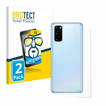 Parte frontal de un envase de producto con el logotipo de la marca BROTECT. Al lado se muestra el dispositivo Samsung Galaxy S