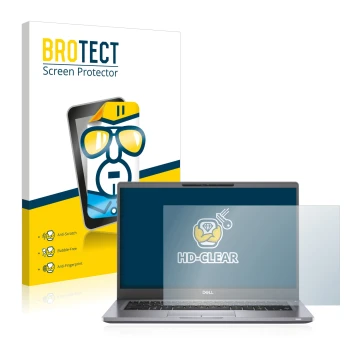 Parte frontal de un envase de producto con el logotipo de la marca BROTECT. Al lado se muestra el dispositivo Dell Latitude 73