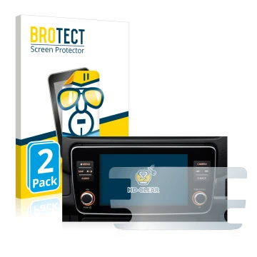 Parte frontal de un envase de producto con el logotipo de la marca BROTECT. Al lado se muestra el dispositivo Nissan Leaf E Pl