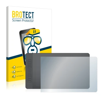 Parte frontal de un envase de producto con el logotipo de la marca BROTECT. Al lado se muestra el dispositivo Gaomon PD1560 co