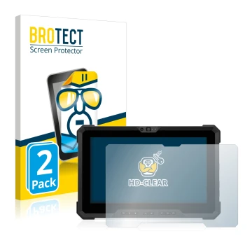 Parte frontal de un envase de producto con el logotipo de la marca BROTECT. Al lado se muestra el dispositivo Dell Latitude 72