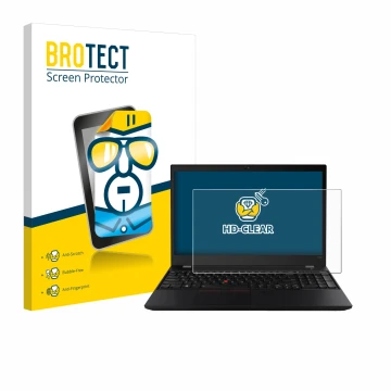 Parte frontal de un envase de producto con el logotipo de la marca BROTECT. Al lado se muestra el dispositivo Lenovo ThinkPad 