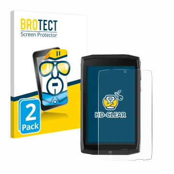 Parte frontal de un envase de producto con el logotipo de la marca BROTECT. Al lado se muestra el dispositivo Crosscall Core T