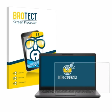 Parte frontal de un envase de producto con el logotipo de la marca BROTECT. Al lado se muestra el dispositivo Dell Latitude 54