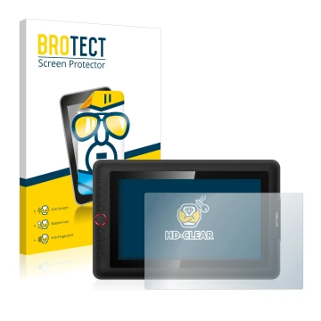 Parte frontal de un envase de producto con el logotipo de la marca BROTECT. Al lado se muestra el dispositivo XP-Pen Artist 13