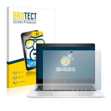 Parte frontal de un envase de producto con el logotipo de la marca BROTECT. Al lado se muestra el dispositivo HP EliteBook x36