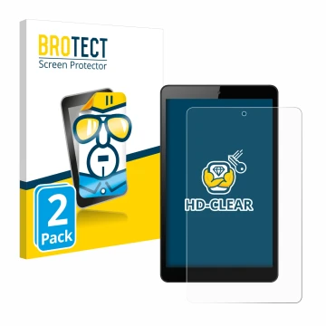 Parte frontal de un envase de producto con el logotipo de la marca BROTECT. Al lado se muestra el dispositivo Huawei MediaPad 