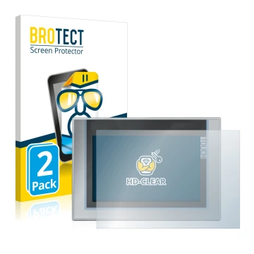 Parte frontal de un envase de producto con el logotipo de la marca BROTECT. Al lado se muestra el dispositivo Siemens Simatic 