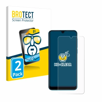 Parte frontal de un envase de producto con el logotipo de la marca BROTECT. Al lado se muestra el dispositivo Beafon M6 con su