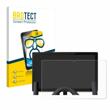 Parte frontal de un envase de producto con el logotipo de la marca BROTECT. Al lado se muestra el dispositivo Peloton Bike con