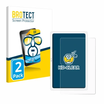 Parte frontal de un envase de producto con el logotipo de la marca BROTECT. Al lado se muestra el dispositivo Samsung Galaxy T