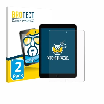 Parte frontal de un envase de producto con el logotipo de la marca BROTECT. Al lado se muestra el dispositivo Apple iPad 10.2