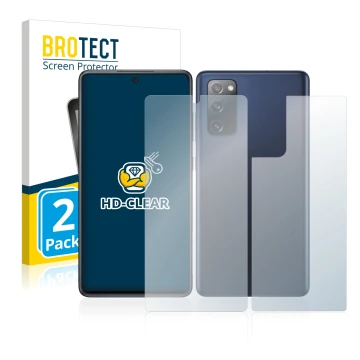 Parte frontal de un envase de producto con el logotipo de la marca BROTECT. Al lado se muestra el dispositivo Samsung Galaxy S