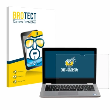 Parte frontal de un envase de producto con el logotipo de la marca BROTECT. Al lado se muestra el dispositivo Dell Latitude 33