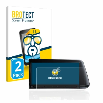 Parte frontal de un envase de producto con el logotipo de la marca BROTECT. Al lado se muestra el dispositivo Volkswagen Golf 