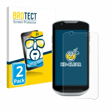 Parte frontal de un envase de producto con el logotipo de la marca BROTECT. Al lado se muestra el dispositivo Zebra TC57x con 