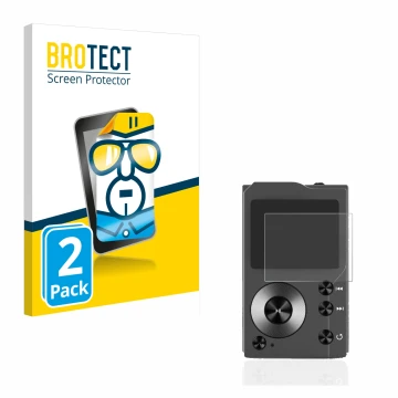 Parte frontal de un envase de producto con el logotipo de la marca BROTECT. Al lado se muestra el dispositivo Surfans F20 con 
