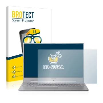 Parte frontal de un envase de producto con el logotipo de la marca BROTECT. Al lado se muestra el dispositivo MEDION Akoya S17