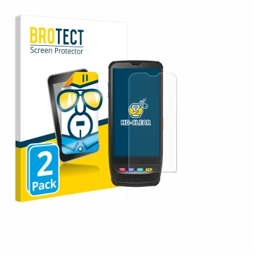 Parte frontal de un envase de producto con el logotipo de la marca BROTECT. Al lado se muestra el dispositivo Casio IT-G650 co