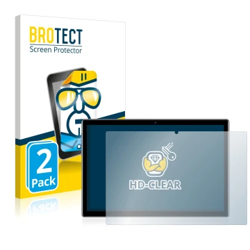 Parte frontal de un envase de producto con el logotipo de la marca BROTECT. Al lado se muestra el dispositivo Teclast P20HD co