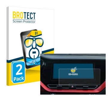 Parte frontal de un envase de producto con el logotipo de la marca BROTECT. Al lado se muestra el dispositivo Kia E-Niro 2020 