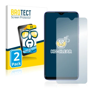 Parte frontal de un envase de producto con el logotipo de la marca BROTECT. Al lado se muestra el dispositivo Xiaomi Redmi 9T 