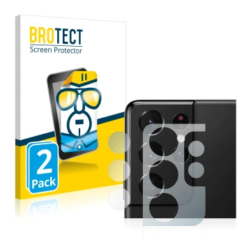 Parte frontal de un envase de producto con el logotipo de la marca BROTECT. Al lado se muestra el dispositivo Samsung Galaxy S