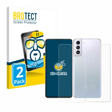 Parte frontal de un envase de producto con el logotipo de la marca BROTECT. Al lado se muestra el dispositivo Samsung Galaxy S
