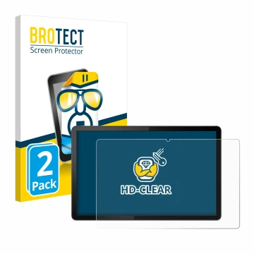 Parte frontal de un envase de producto con el logotipo de la marca BROTECT. Al lado se muestra el dispositivo Lenovo Tab P11 (