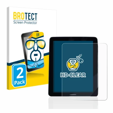 Parte frontal de un envase de producto con el logotipo de la marca BROTECT. Al lado se muestra el dispositivo Volvo Polestar 2