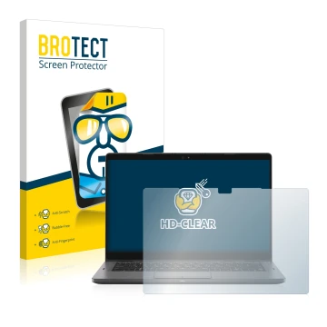 Parte frontal de un envase de producto con el logotipo de la marca BROTECT. Al lado se muestra el dispositivo Dell Latitude 53