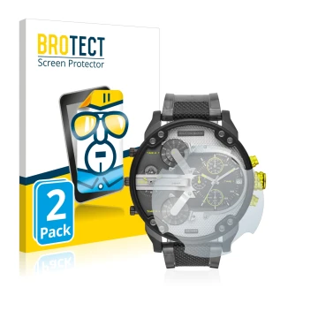 Parte frontal de un envase de producto con el logotipo de la marca BROTECT. Al lado se muestra el dispositivo Diesel DZ7422 Mr