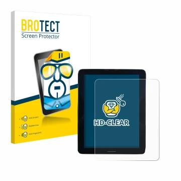 Parte frontal de un envase de producto con el logotipo de la marca BROTECT. Al lado se muestra el dispositivo Volvo Polestar 2