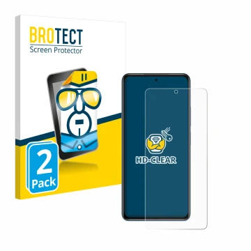 Parte frontal de un envase de producto con el logotipo de la marca BROTECT. Al lado se muestra el dispositivo Xiaomi Poco F3 c