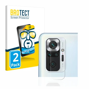 Parte frontal de un envase de producto con el logotipo de la marca BROTECT. Al lado se muestra el dispositivo Xiaomi Redmi Not